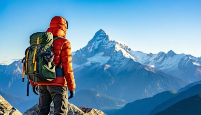 Newsletter signup with mountain background and explorer gear